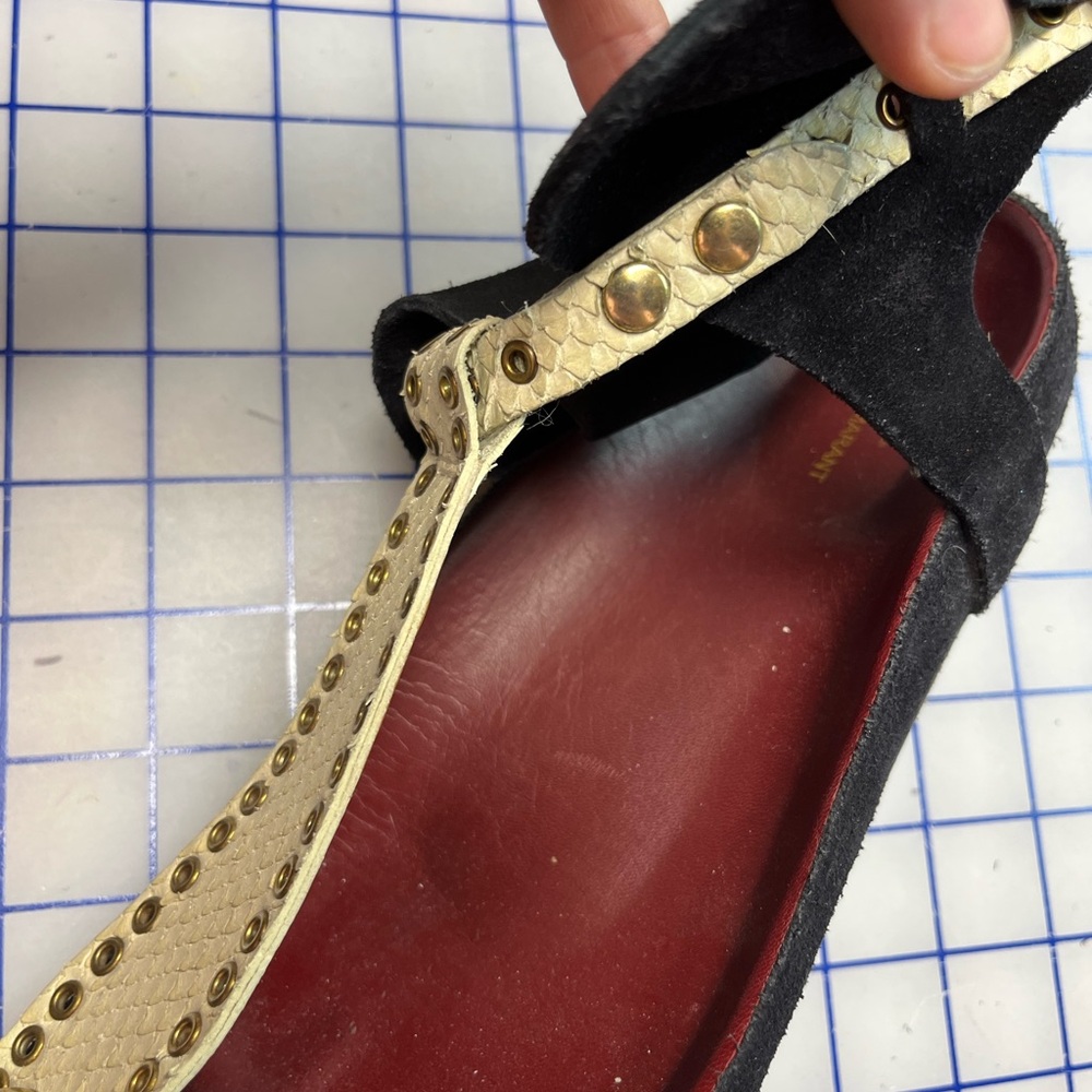 Isabel Marant Black , Burgundy and Cream Studded Sandals - Picture 4 of 7
